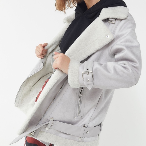 UO Oversized Faux Leather Aviator Jacket